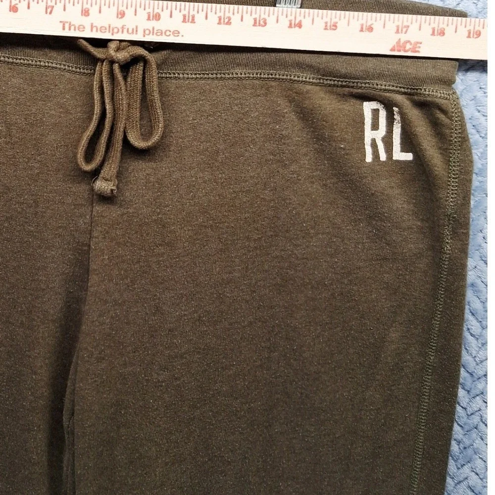 Polo Jeans Co Ralph Lauren Womens Large Olive Green Wide Leg Sweatpants RL Logo‎